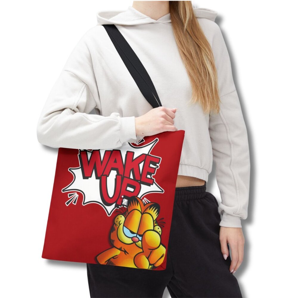 Garfield “Wake Up” 3D Tote Bag (RED)| Cute Cartoon Everyday Bag 👜